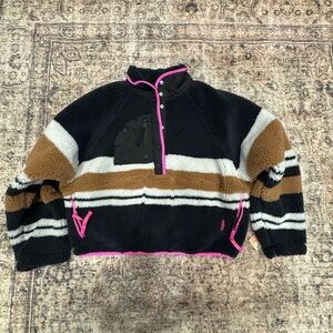 Women's Black and Brown Fleece Jacket